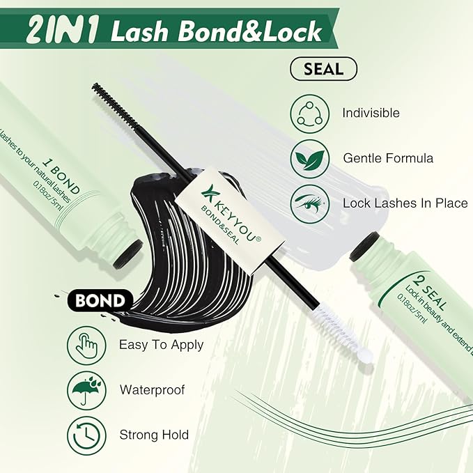 Lash Bond and Seal 10ML Comfortable Cluster Glue - Waterproof, Latex-Free for Sensitive Eyes - Strong, Gentle Lash Glue (Black)