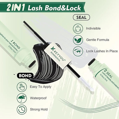 Lash Bond and Seal 10ML Comfortable Cluster Glue - Waterproof, Latex-Free for Sensitive Eyes - Strong, Gentle Lash Glue (Black)