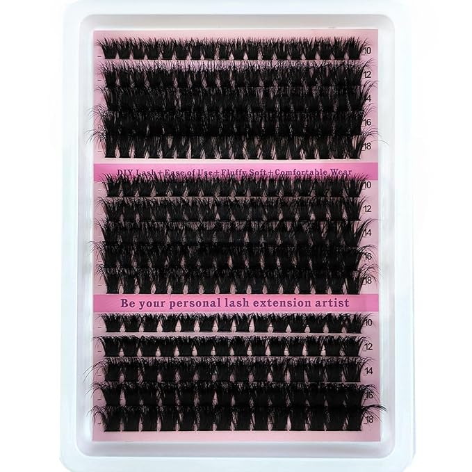 HBZGTLAD Fluffy Cluster Lashes 40D60D80D100D120D Natural Thick Eyelash Clusters D Curl Individual Lashes DIY Eyelashes Extension (15Rows 100D120D160D)