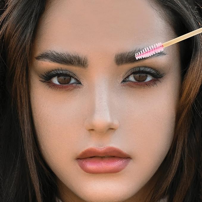 Tbestmax 150 Disposable Mascara Wands Eyelash Brush Spoolies for Eye Lash Extension Eyebrow Bamboo Stick Pink