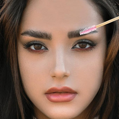 Tbestmax 150 Disposable Mascara Wands Eyelash Brush Spoolies for Eye Lash Extension Eyebrow Bamboo Stick Pink