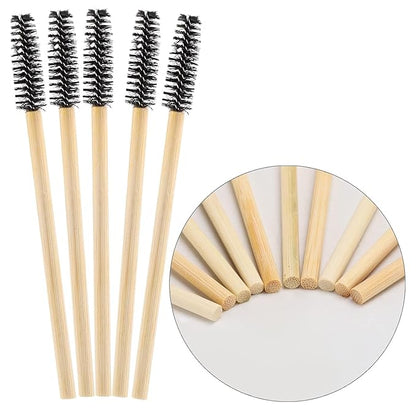 Tbestmax 300 Disposable Mascara Wands Eyelash Brush Spoolies for Eye Lash Extension Eyebrow Bamboo Stick Black