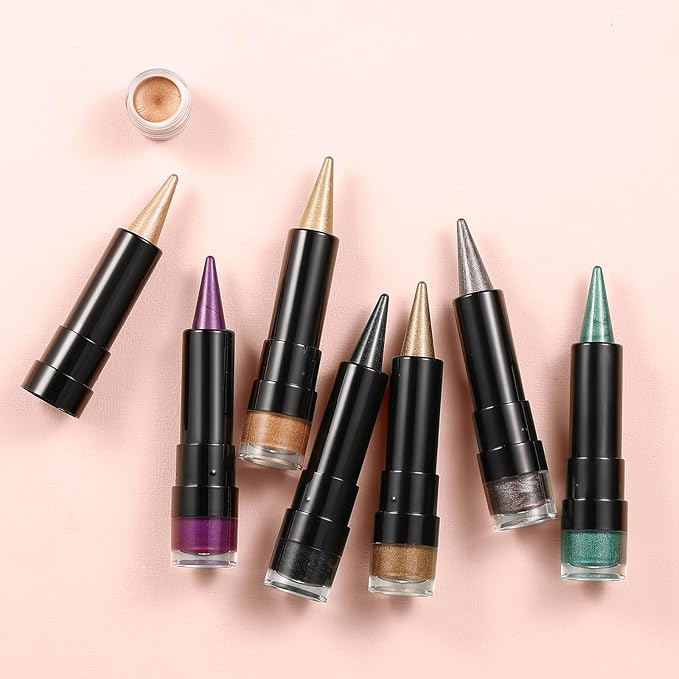 2-in-1 Gradient Eyeliner & Eyeshadow Stick Combo, Shimmer & Matte Cream Eyeshadow Pencil, Waterproof & Smudge-Proof, Long-Lasting Eye Makeup, Metallic & Neutral Shades (#08 Lilac Bloom)