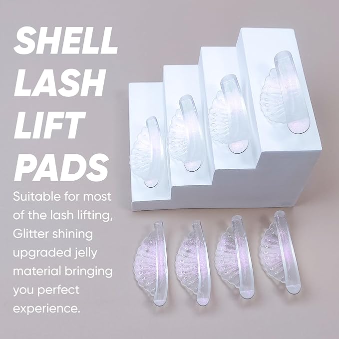 Lash Lift Rods No Glue Needed Silicone Eyelash Pads Perfect with Lash Lift Balm Glue Reusable Lash Lifting Pads (Pink Glitter)