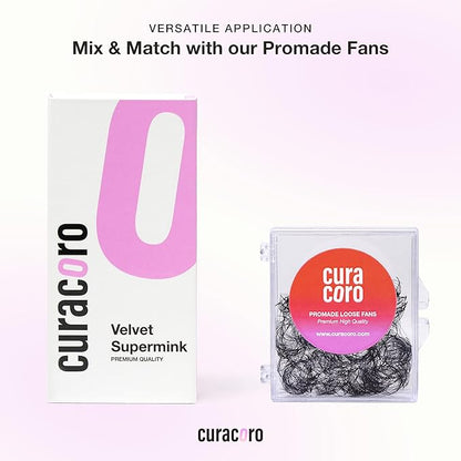 Curacoro Super Mink Bottom Lash Extension, Multi Selections from 0.07 to 0.1, J Curl, 5-8mm Length Mixed Tray Silk Eyelashes, Matte Black Finish, Natural Looking Individual Eyelash Extensions