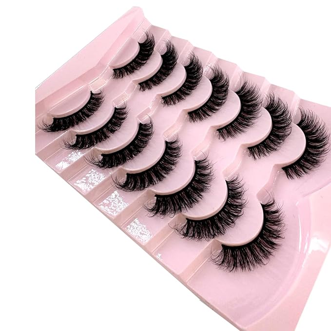 HBZGTLAD New 7 Pairs False Eyelashes Wispy Lashes Natural Look Fake Eyelashes Cat Eye Lashes Faux Mink Fluffy Strip False Lashes Pack (G98)