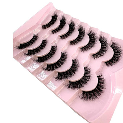 HBZGTLAD New 7 Pairs False Eyelashes Wispy Lashes Natural Look Fake Eyelashes Cat Eye Lashes Faux Mink Fluffy Strip False Lashes Pack (G98)