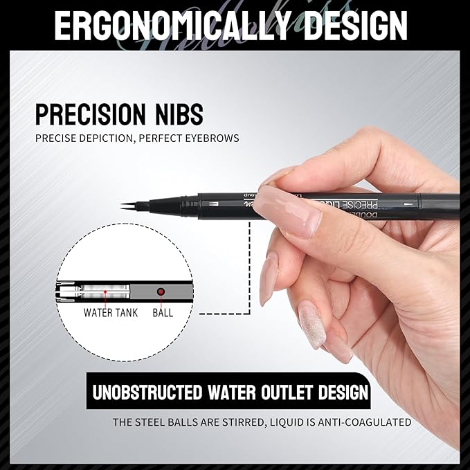 Eyebrow Pencil Brow Pen - 2-Pack 2-IN-1 Dual-Ended Eye Brow Pencils 2-Fork-Tip Microblading Eyebrow Pen for Women Waterproof Eyebrow Pen with Brow Brushes Light Brown ＆ Brown