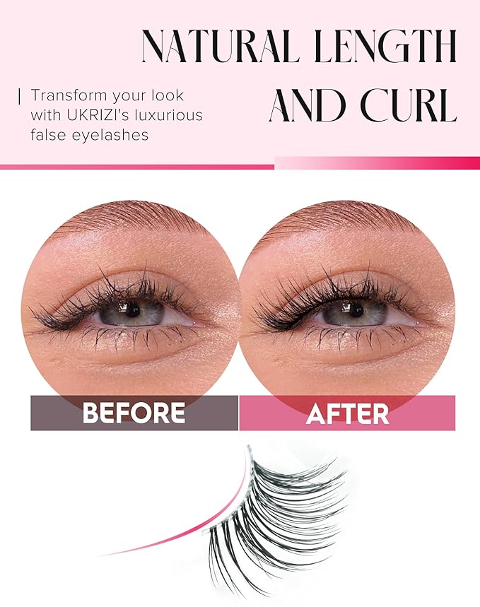 Wispy Half Lashes - Natural Corner Lashes 3/4 False Eyelashes Clear Band W07