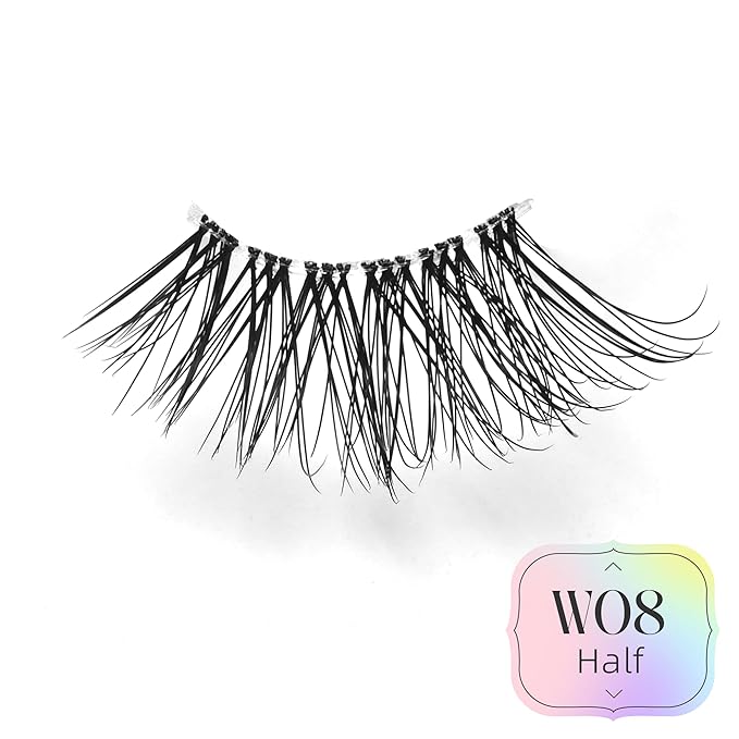 Wispy Half Lashes - Natural Corner Lashes 3/4 False Eyelashes Clear Band W08