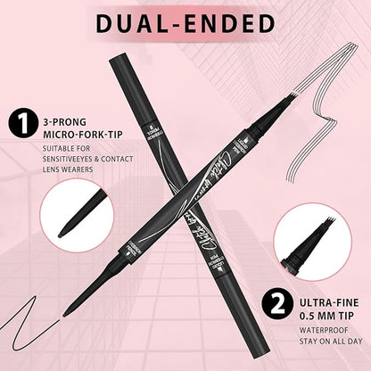 4 Tiped Microblading Eyebrow Pen 2 in 1 Waterproof Eyebrow Pencil Waterproof Eyebrow Kit Double Head Brown Eyebrows Eyebrow Microblading Pen natural Long-Lasting