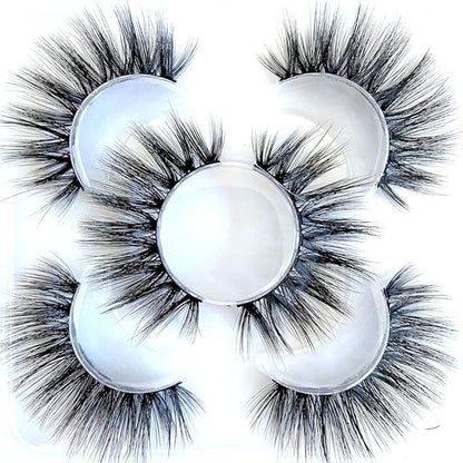 Sunniess False Eyelashes 8D Faux Mink Lashes 100% Handmade Reusable Natural Look Fake Eye lashes Cat-Eye Fluffy Wispy Lashes Dramatic Long Thick Volume Soft Lashes Packs