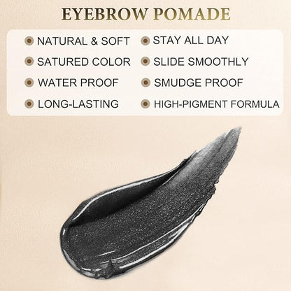 LAVONE Eyebrow Pencil Makeup Kit, with Waterproof 2-IN-1 Microblading Eyebrow Pen, Eyebrow Pomade, Eyeliner and Dual-ended Eyebrow Brush, Brow Pencil Kit for Natural Eyebrows - Black