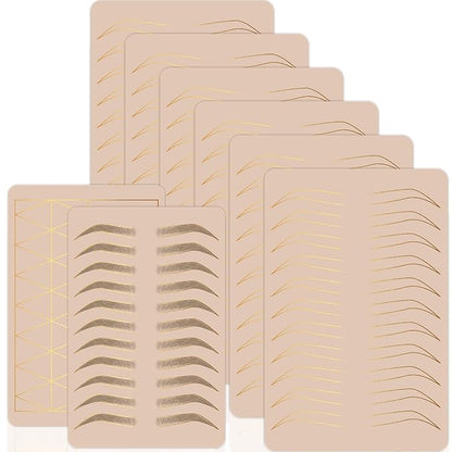 3 pcs Thicken Two sides Microblading Practice Silicon Skin Perfect for Permanent Makeup and Microblading Nano brows ombre brow practice (Golden Printing)