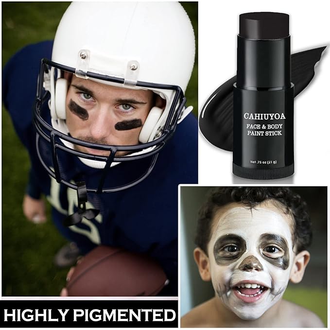 CAHIUYOA Black Face Body Paint Stick, Clown Makeup Eye Black Stick, Professional Joker Zombie Vampire Skeleton Cosplay Halloween SFX Makeup Sticks for Adults Children