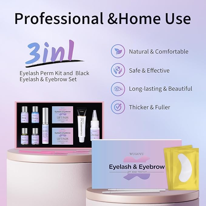 Lash Lift Kit, Black Eyebrow Lamination Kit, Professional Curling Eyelash Perm Kit, Voluminous Make Lash Lifted 4-6 Weeks DIY at Home Achieve Salon-Quality