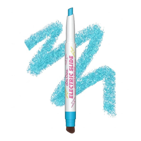 Lime Crime Electric Slide Eyeshadow & Brush Stick, Chill Pill (Metallic Teal) - Lightweight 2-in-1 Eyeshadow Smudge Stick with Angled Brush for Long Lasting Bold Color - Vegan