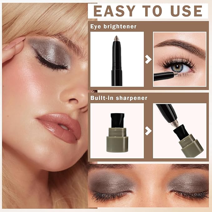 Silver Gray Eyeshadow Stick Eyeliner Pencil Matte Shimmer Cream Eye Shadow Makeup Stick Multi-Use Waterproof Eyeshadow Pen Eye Brightener Stick- 06