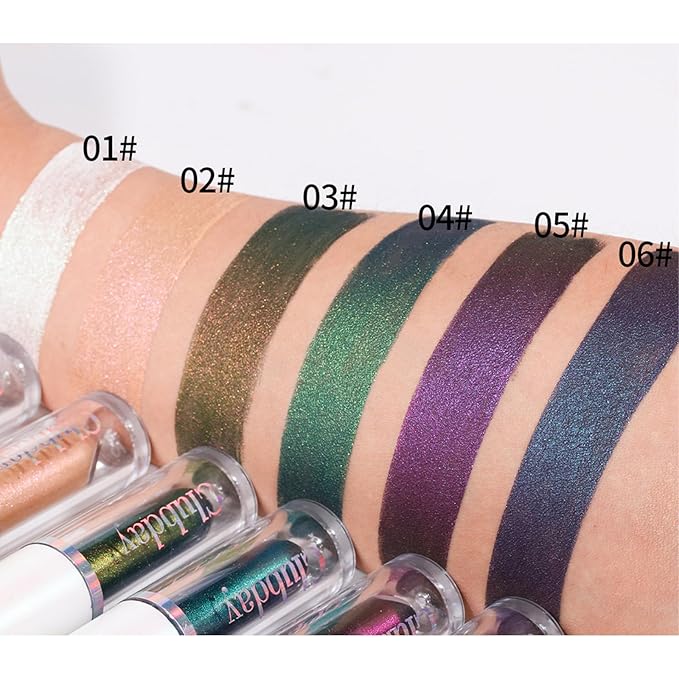 Liquid Glitter Eyeshadow, Metallic Glitter Shimmer Eye Looks Waterproof Long Lasting Quick-Drying Sparkling Eye Shadow Makeup Chameleon 02#