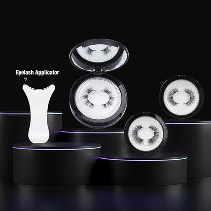 Natural Magnetic Eyelashes with Applicator Reusable Magnetic Lashes without Eyeliner 3 Types Eyelash Kit Clear Band Lashes False Eyelashes by Lvmixwig