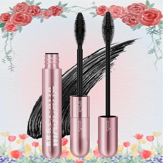Liquid Mascara with Dual-Wand for Lengthening, Volumizing and Smudge-Free Lashes, Long-Lasting and Waterproof Formula ink