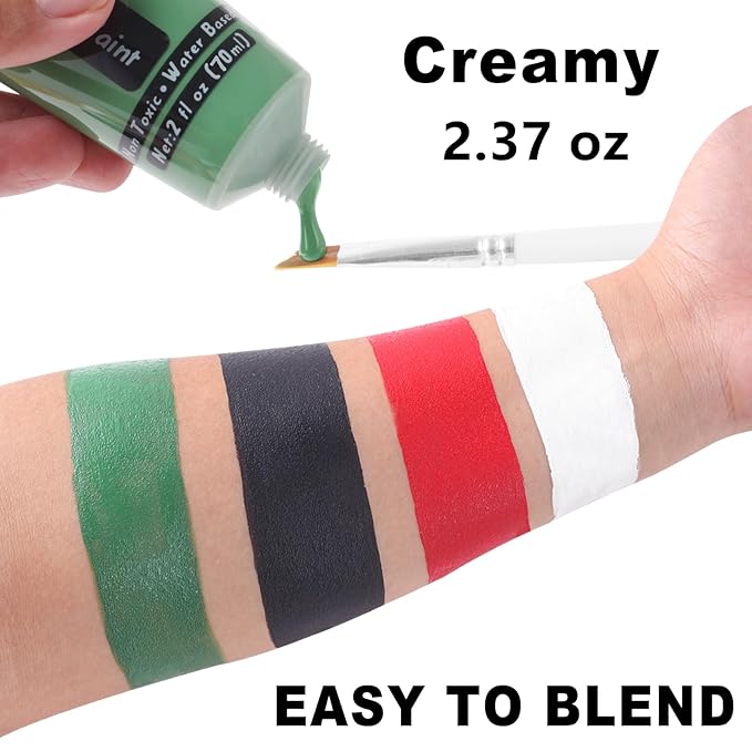 Go Ho Green Body Paint Washable (2.37 oz),Water Based Cream Green Face Paint,Hulk Witch Gamora Makeup,Green Full Face Body Paint for Halloween&St Patricks Day Accessories