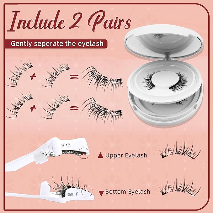 Meylora Magnetic Lashes,Meylora Magnetic Eyelashes with Applicator Reusable Eyelashes Magnet without Eyeliner Natural Look No Glue or Liner Needed for Women(Simple+Iris)