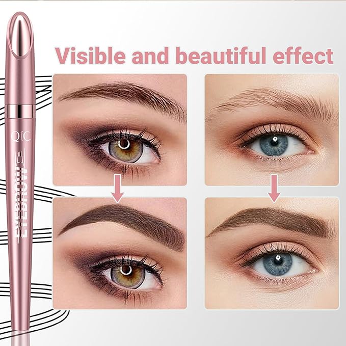 2024 New Eyebrow Microblading Pen, New 3D Waterproof Microblading Eyebrow Pencil Contouring Pen, 4-Tipped Precise Brow Pen, Long-Lasting Natural Fine Stroke Eyebrow Pen (a-black)
