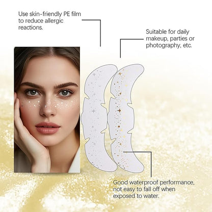 Face Glitter Freckles Tattoo, Sliver Glow Up Makeup Patches, Face Glitter Makeup Speckles Patches, Cute Glitter Makeup Accessories for Women Cosmetic Glitter for Face - 10 Counts (Sliver #01)