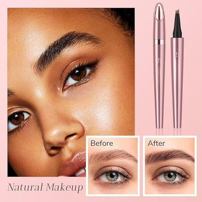 Microblading Eyebrow Pencil, 2024 New 3D Magic Eyebrow Pencil + Eyebrow Trimmer, Natural Makeup Fine Stroke 4-Fork-Tip Eye Brow Pencils,Long-Lasting Waterproof Eyebrow Pencil for Women(Black)