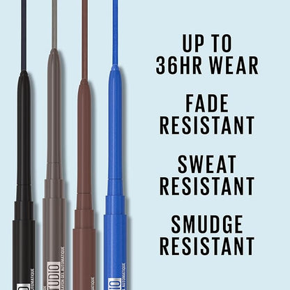 Maybelline Tattoo Studio Automatic Gel Pencil Waterproof Eyeliner, Blendable, Smudge Resistant, Matte Eyeliner For Up To 36HR Wear, Sleepless Sapphire