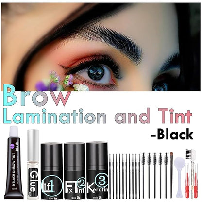 Lash Lift and Brow Lamination with Black T-i-n-t, Rapid 5 Minute Eyelash and Eyebrow Lifting Make Eyes Visible and Voluminous for 6 Weeks More than 15 lash Lift /D-Y-E applications (Lash&Brow Lift with Black Color)
