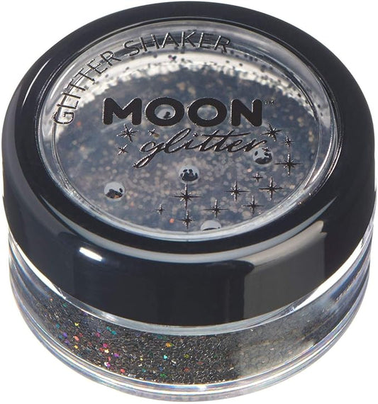 Holographic Glitter Shakers 100% Cosmetic Glitter for Face, Body, Nails, Hair and Lips - 0.17oz - Black