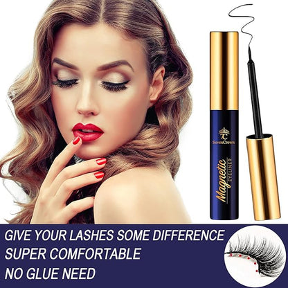 SevenCrown Magnetic Lashes with Eyeliner Kit - 10 Pairs 3D Medium Cat Eye Lashes - Upgraded Magnetic Liner Long Lasting,Natural Look - Reusable Magnetic Eyelashes Kit with Applicator, Easy to Apply