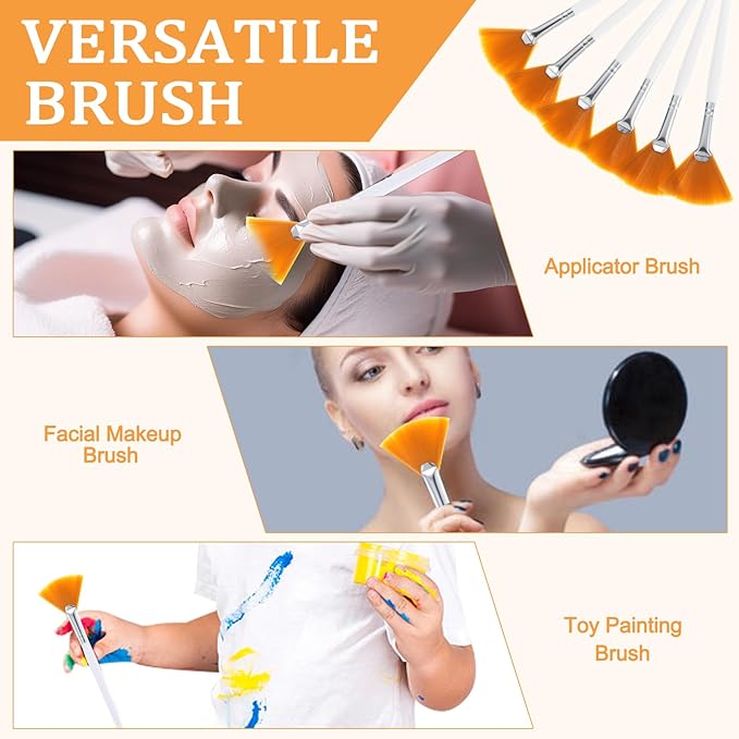 48 Pcs Fan Brushes Facial Applicator, Multi-Use Soft Peel Makeup Brush Spa Tools for Women and Girls Enhance Your Skincare Ritual-Yellow