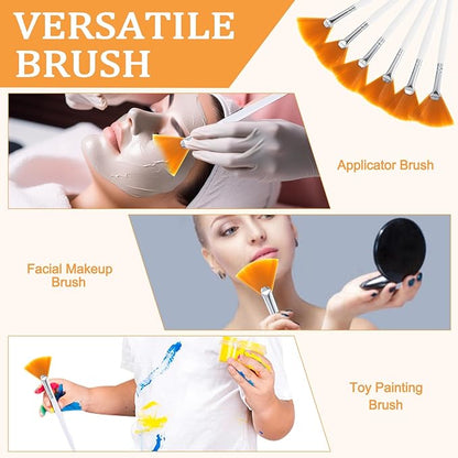 48 Pcs Fan Brushes Facial Applicator, Multi-Use Soft Peel Makeup Brush Spa Tools for Women and Girls Enhance Your Skincare Ritual-Yellow
