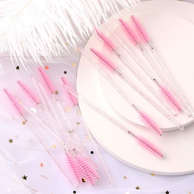 Tbestmax 1000 Disposable Mascara Wands Eyelash Brush Spoolies for Eyebrow Eye Lash Extension Pink