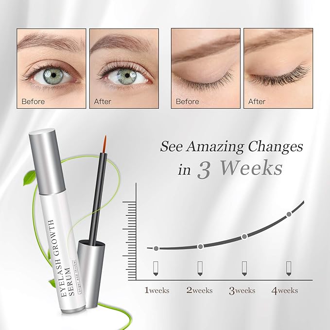 Eyelash Growth Serum, Natural Growth Enhancer Serum for Lash and Brow, Pure Plant Extract Enhancing Serum for Eyelashes and Eyebrows with Applicator, Irritation Free