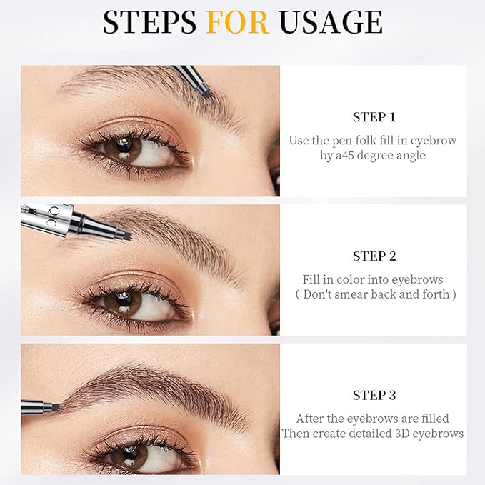 Eyebrow Pencil Eyebrow Microblading Pen - Eye Makeup Eyebrow Pen Micro 4 Point Brow Pen Lift & Snatch Eyebrow Microblading Pen Long-Lasting Waterproof Natural Eyebrow Hair (Reddish Brown)