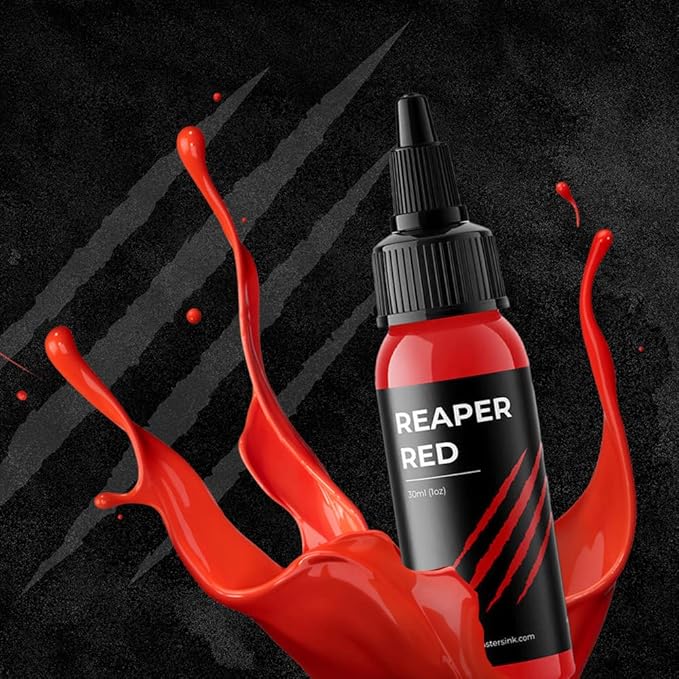 Red Tattoo Ink by Monsters Ink, Reaper Red Tattoo Ink a Lip Stick Red Tattoo Ink (Reaper Red, 1oz)