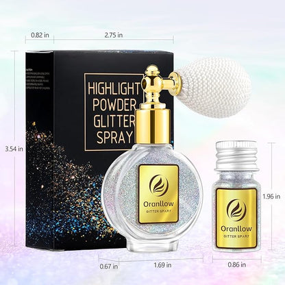Silver Body Glitter Spray - Holographic Shimmer Spray Powder Sparkle for Hair and Body, Face, Clothes, Nail Art Crafts Design, Halloween and Easter Festival Makeup