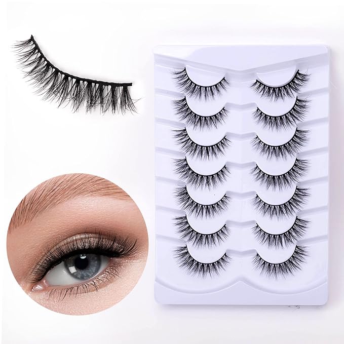 Cat Eye Natural Lashes Wispy False Eyelashes Short Fluffy Fake Lashes - 7 Pairs, ZG71