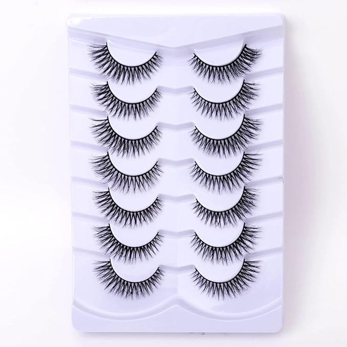 Cat Eye Natural Lashes Wispy False Eyelashes Short Fluffy Fake Lashes - 7 Pairs, ZG52