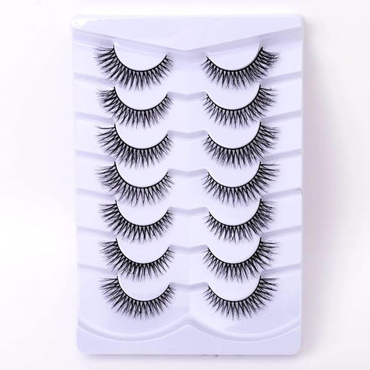 Cat Eye Natural Lashes Wispy False Eyelashes Short Fluffy Fake Lashes - 7 Pairs, ZG52