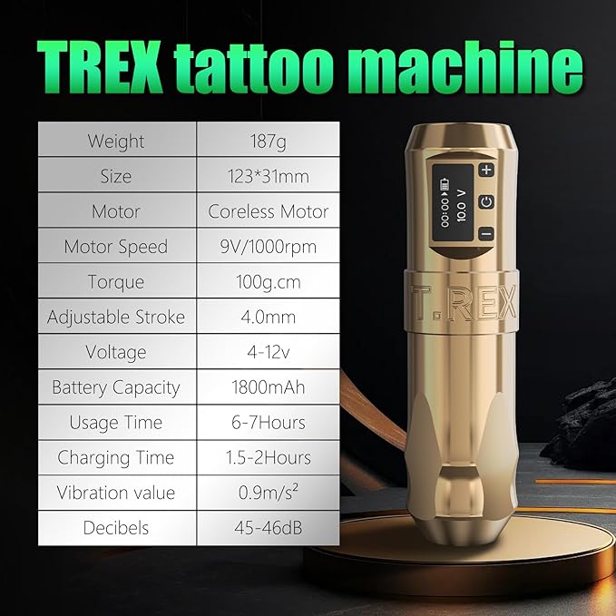 U-REX Tattoo Gun Kit Wireless Tattoo Machine Kit, Complete Tattoo Kit with Japan Coreless Motor, Rotary Tattoo Pen Kit with Tattoo Ink & Mixed Cartridge Needles, for Beginners & Professional Artists