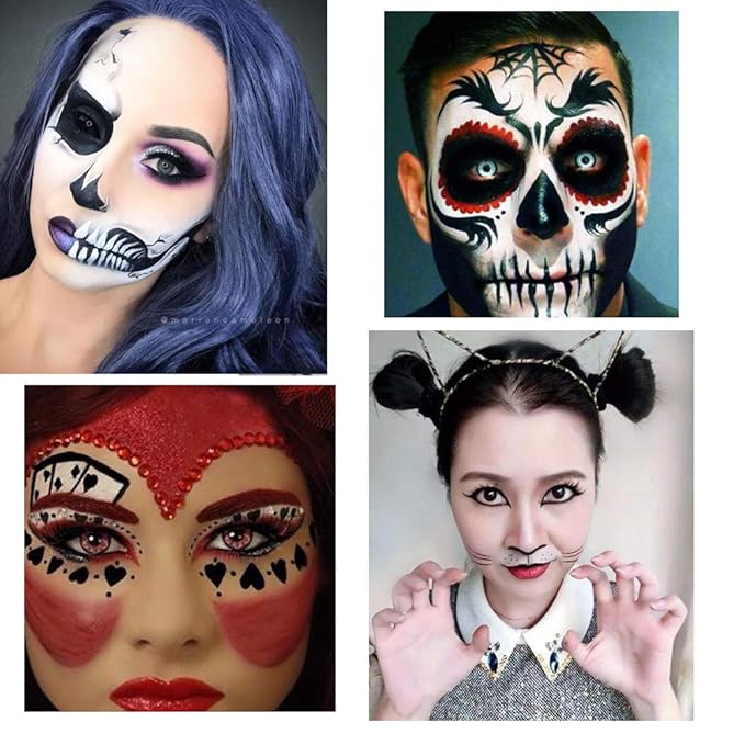 Face Paint Kit for Kids Adults, Professional Black White Paint Face Body Painting, 15 Colors with 2 Paint Brushes 32 Stencils, Hypoallergenic Safe Non-Toxic, Ideal Halloween Party Festivals Costumes