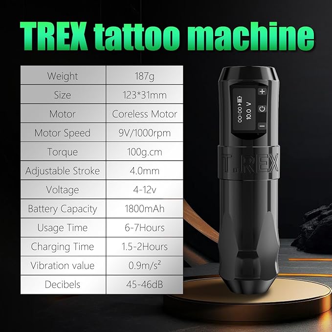 U-REX Tattoo Gun Kit Wireless Tattoo Machine Kit, Professional Tattoo Kit with One Year Warranty, Complete Tattoo Pen with Powerful Japan Coreless Motor, Tattoo ink&Cartridge Needles