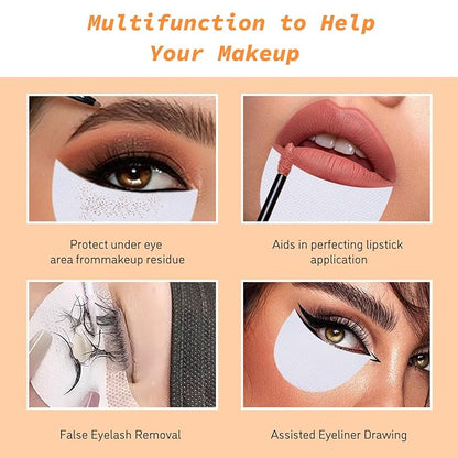 TORMEN 150pcs Eyeshadow Shields,Eyeshadow Stencils Pads, Lint Free Under Eye Patches Prevent Fallout and Residue for Makeup, Eyelash Extensions, Eyeliner, Lip and Tinting Makeup