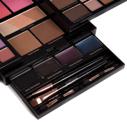 Profusion Cosmetics - Pro Elevation Kit - Starter Makeup Artist Kit Eyeshadows Lip Shades Gel Eyeliners Highlighters Contour Bronzer Brow Powder Eyebrow Wax Eyebrow Highlighter Applicator Brushes