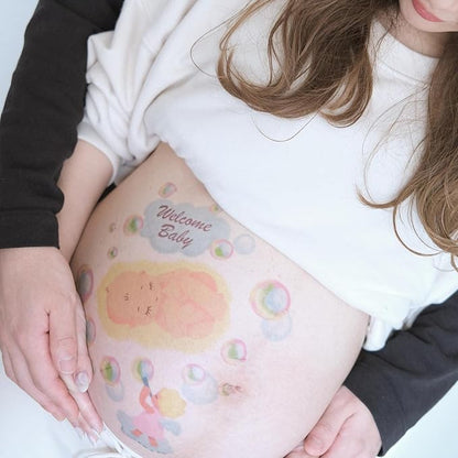 Tuzuru Pregnancy Belly Tattoo Stickers - Cute Baby Bump Body Paint for Baby Shower Maternity Gifts (ZA)